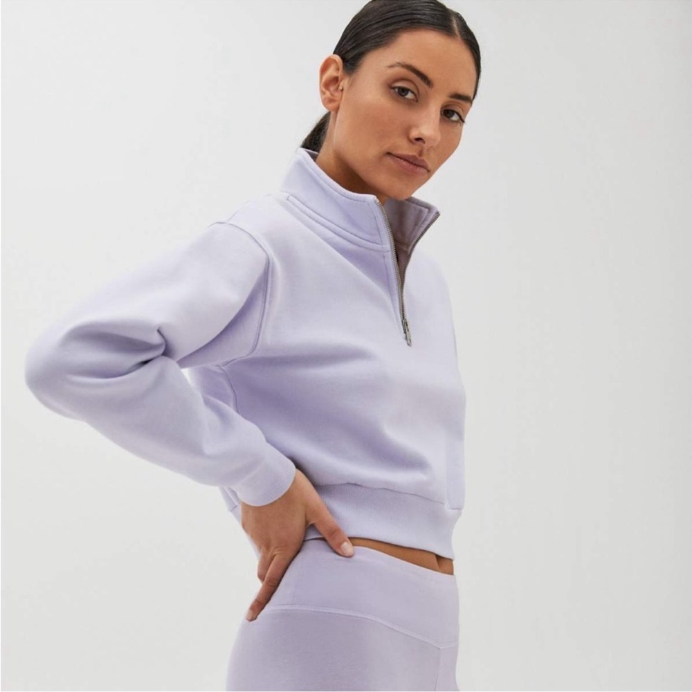 Tna ARITZIA Cozy Fleece Perfect 1/4 Zip Sweatshirt Pale Violet Size XS